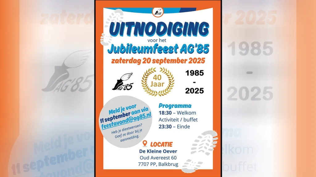 Loopgroep AG ’85 viert 40-jarig jubileum met feestavond!
