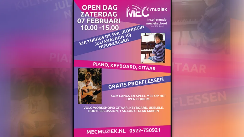 Muzikale open dag bij MEC Muziek in De Spil Nieuwleusen Muzikale open dag bij MEC Muziek in De Spil Nieuwleusen
