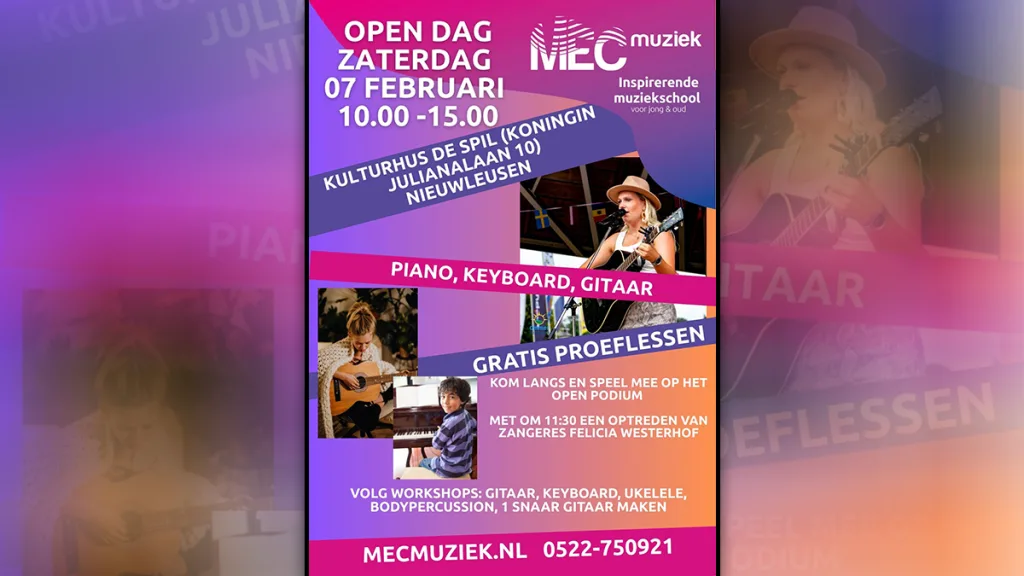 MEC Muziek: Open Dag in De Spil met Felicia Westerhof MEC Muziek: Open Dag in De Spil met Felicia Westerhof